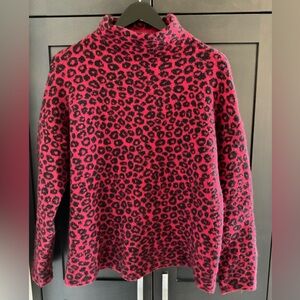 ❤️🖤 TJX Women Red Black Leopard Print Merino Wool Blend Cowl Neck Sweater XL
